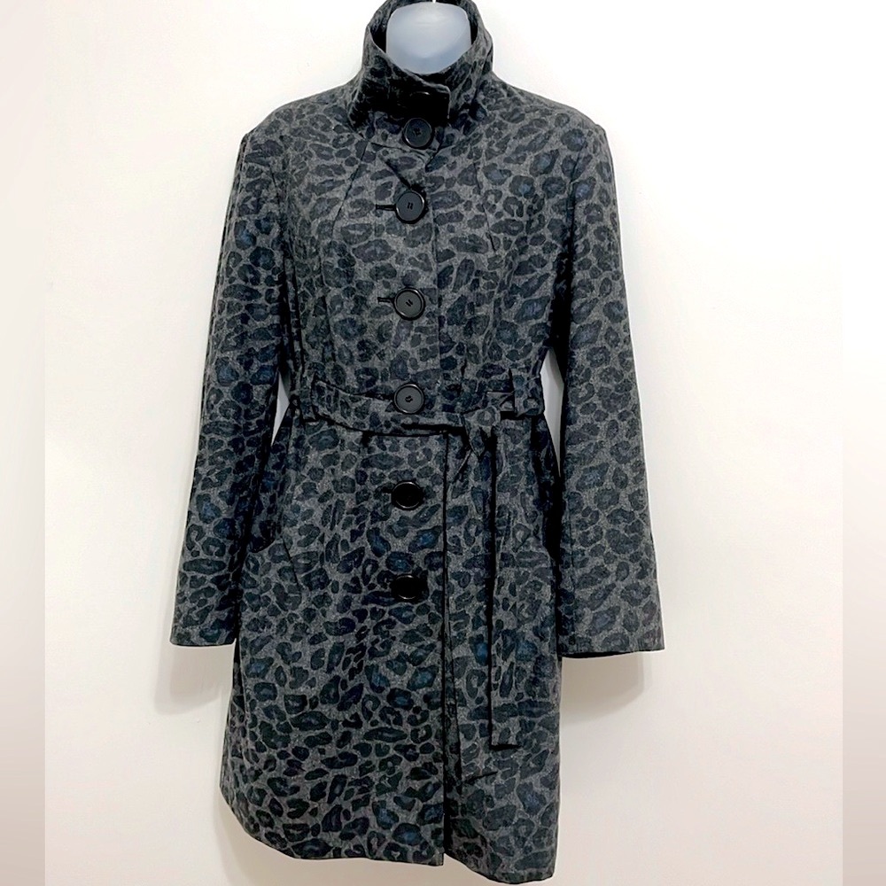 Leopard print belted trench